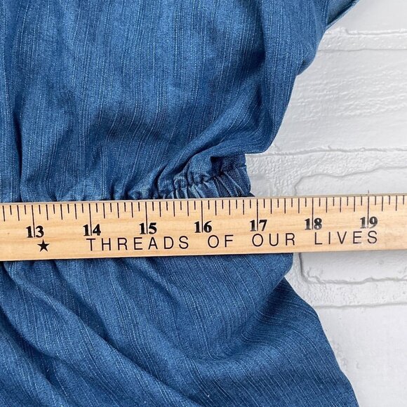 Lane Bryant Dress Women‎ 18/20 Blue Chambray 4Way Neck Ruffle Midi Logenlook NWT - Picture 12 of 16